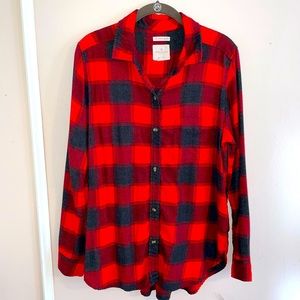 American Eagle 🦅 Boyfriend Fit Buffalo Plaid Super Soft Flannel Shirt Size L